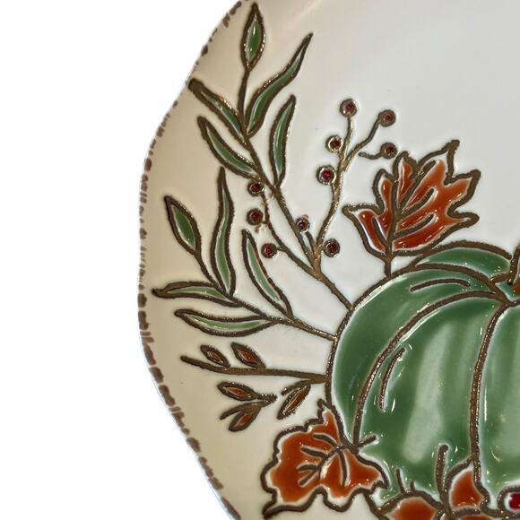 ELI & ANA Thanksgiving Pumpkin Salad Plates 8.25" Ceramic Fall Harvest Set of 4 - Picture 10 of 11